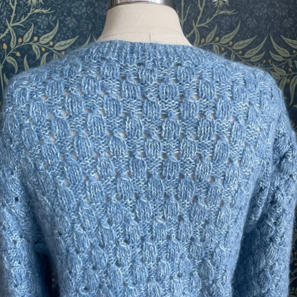 Vintage Silhouette Hand Knitted Short Sleeve Sweater with Basket Weave - Picture 6 of 10